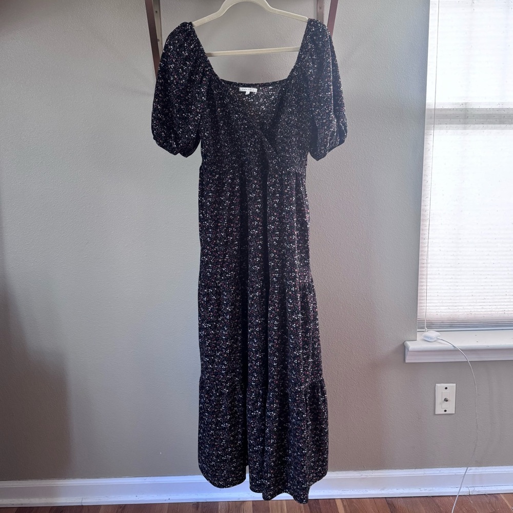 black and floral boho dress